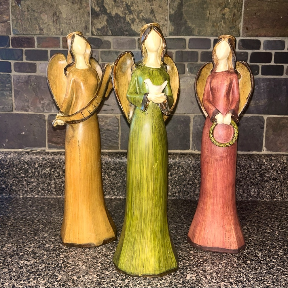 12” Faceless Christmas Angel Statues - Set of three